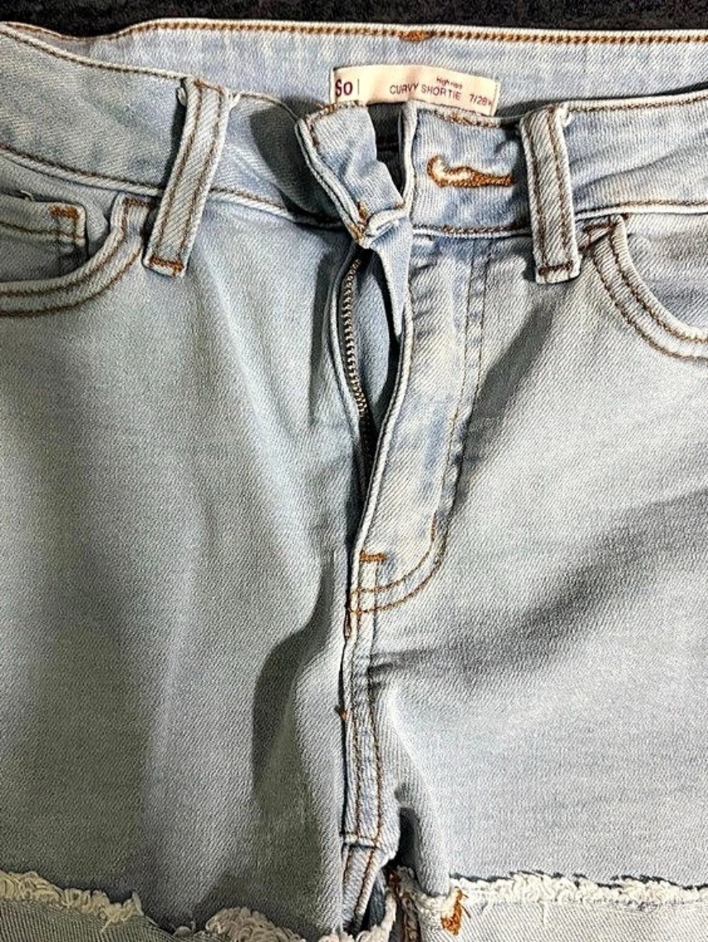 SO Curvy Shortie Denim Jean Shorts Blue Size Small (7/28)